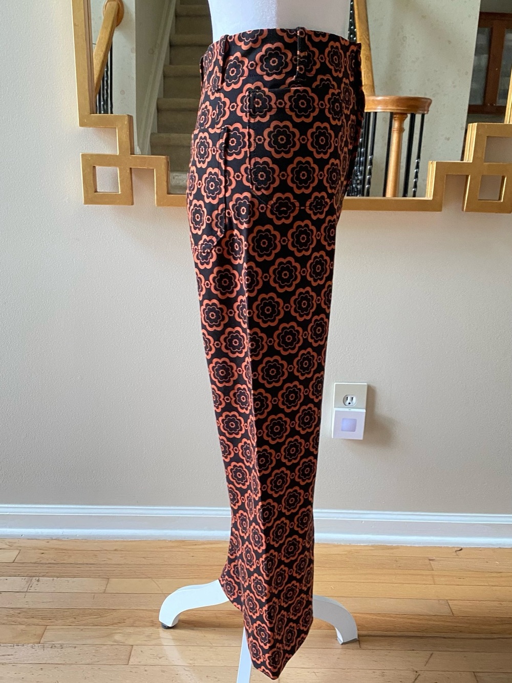Anthropologie Maeve The Colette Wide-Leg Ponte Pants Black Orange MedallionSz 26 - Picture 6 of 16